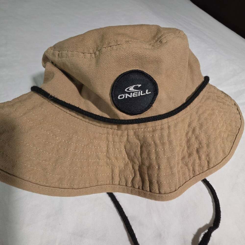 O'Neill Boonie Hat Khaki Canvas Sun Bucket Hat With Chin Strap